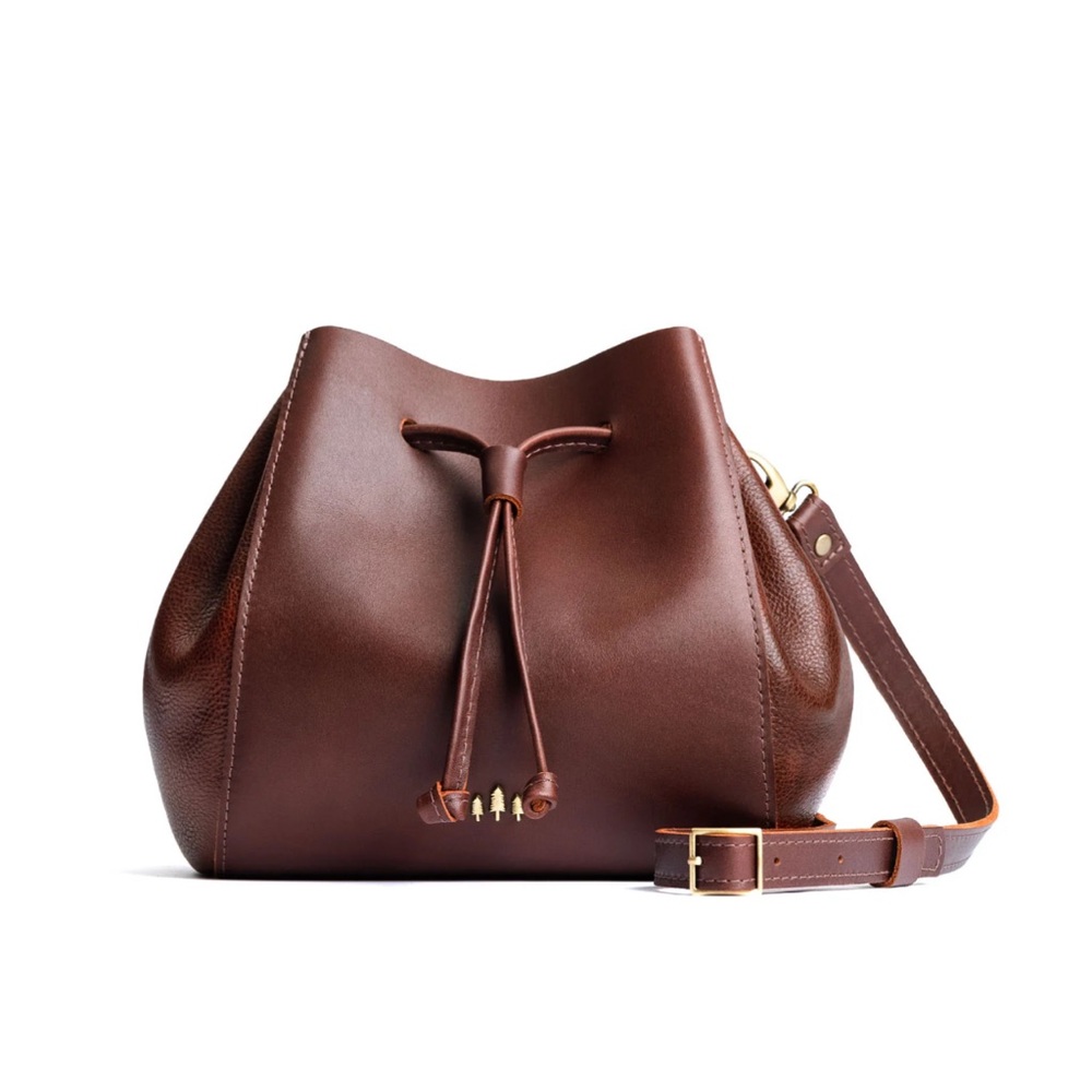 NWOT Portland Leather Cognac Nest Bucket Bag